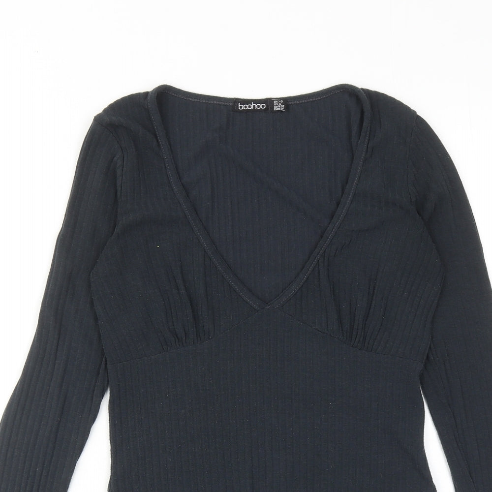 Boohoo Womens Grey Polyester Bodysuit One-Piece Size 10 Snap