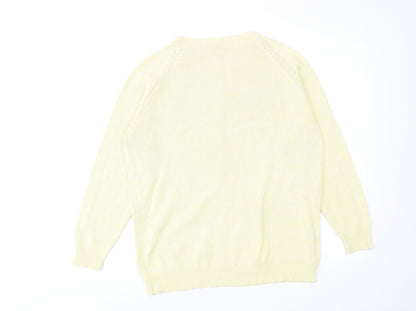Womens UK Size M Joie De Vivre Yellow Pullover Jumper