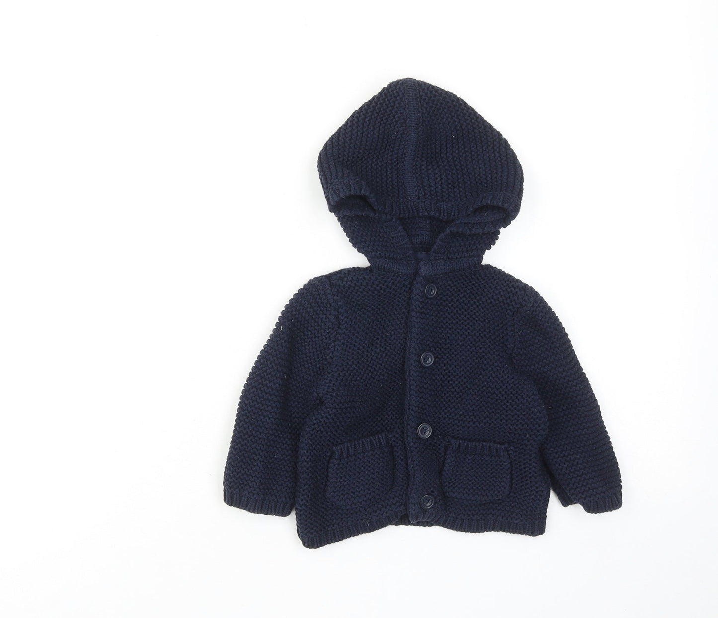 Gap Boys Blue Cotton Cardigan Jumper Size 3-6 Months Button