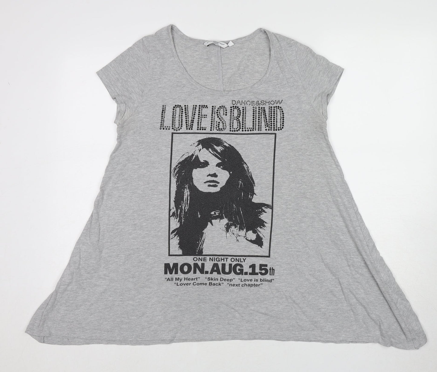 Womens UK Size 14 New Look Grey Basic T-Shirt