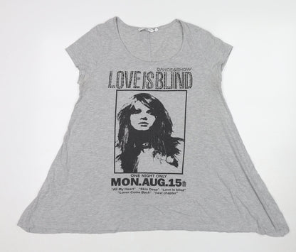 Womens UK Size 14 New Look Grey Basic T-Shirt