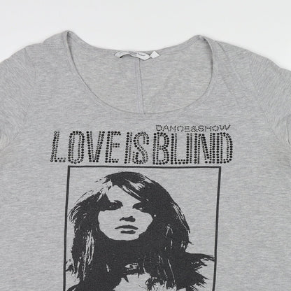 Womens UK Size 14 New Look Grey Basic T-Shirt