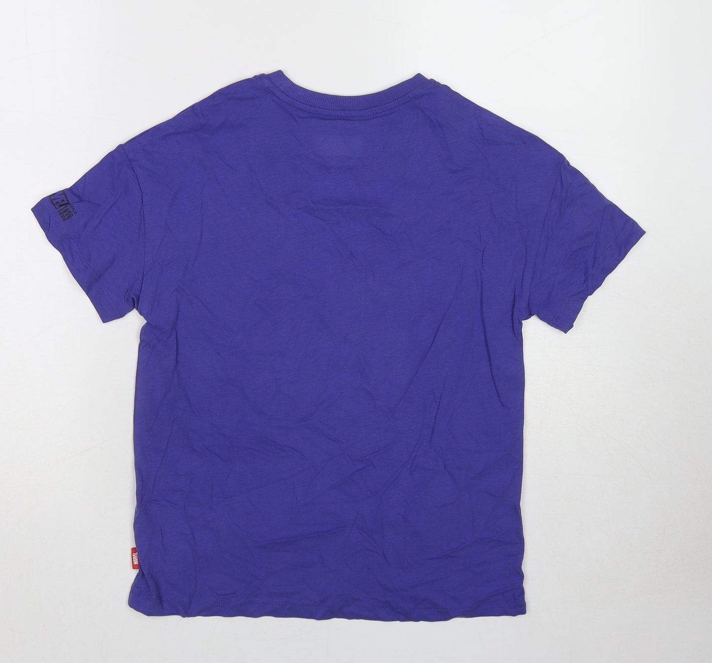 Marks and Spencer Girls Purple Cotton Pullover T-Shirt Size 10-11 Years Crew Neck Pullover - Marvel