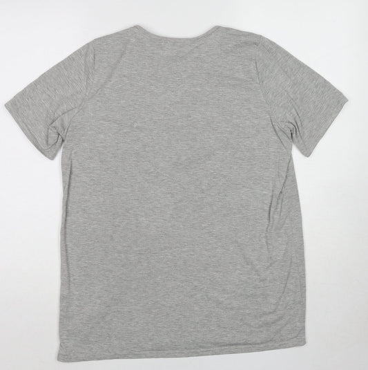 Boohoo Womens Grey Polyester T-Shirt Dress Size 12 Round Neck Button