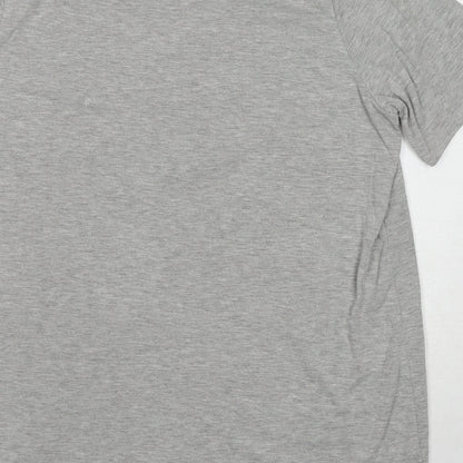 Boohoo Womens Grey Polyester T-Shirt Dress Size 12 Round Neck Button