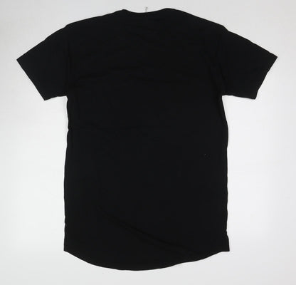Bella + Canvas Womens Black Cotton T-Shirt Dress Size L Round Neck Pullover