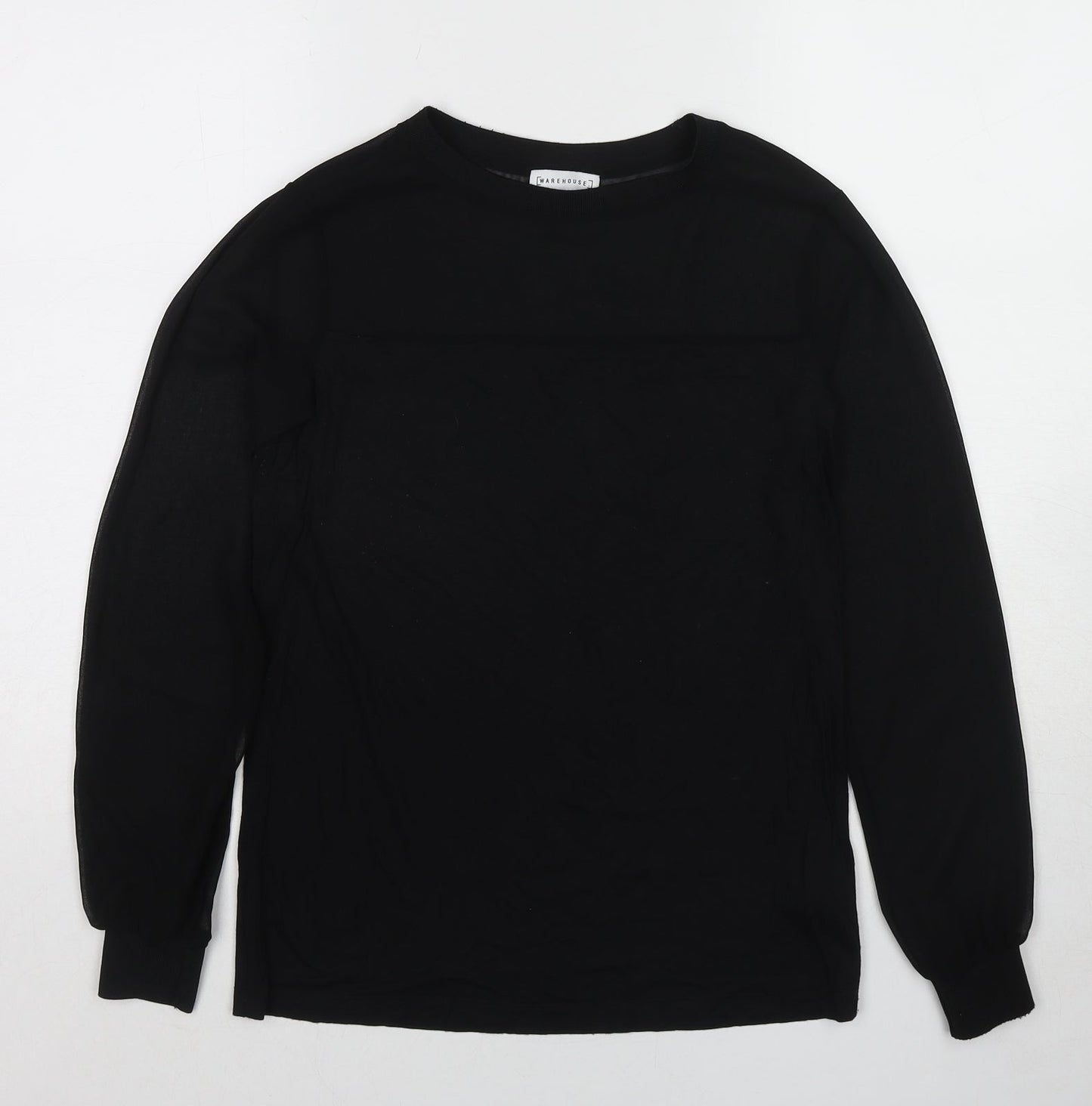 Womens UK Size 8 Warehouse Black Basic T-Shirt