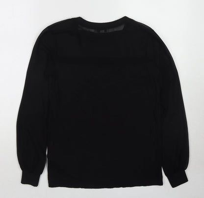 Womens UK Size 8 Warehouse Black Basic T-Shirt
