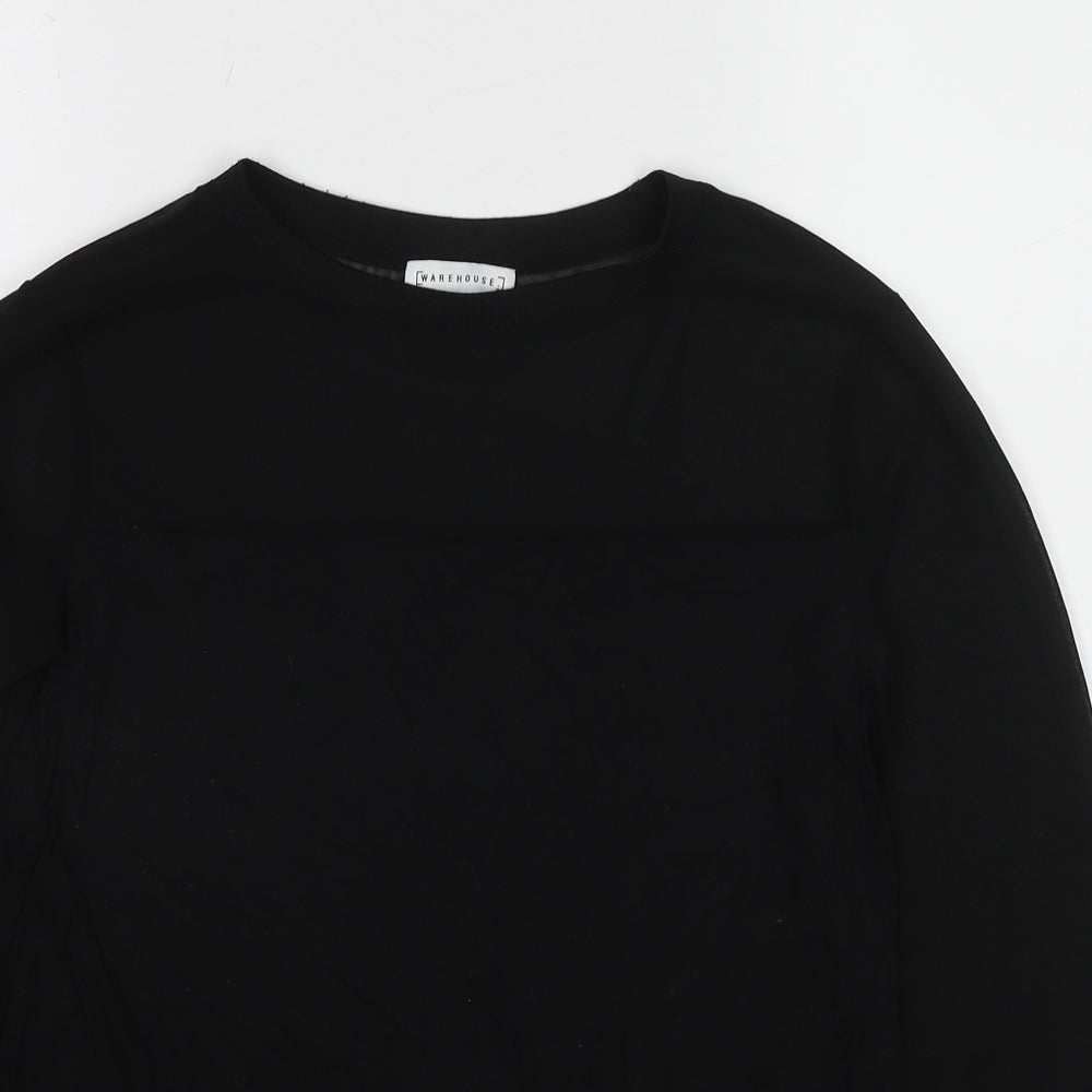 Womens UK Size 8 Warehouse Black Basic T-Shirt