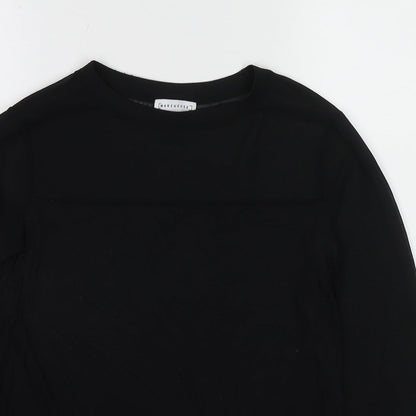 Womens UK Size 8 Warehouse Black Basic T-Shirt