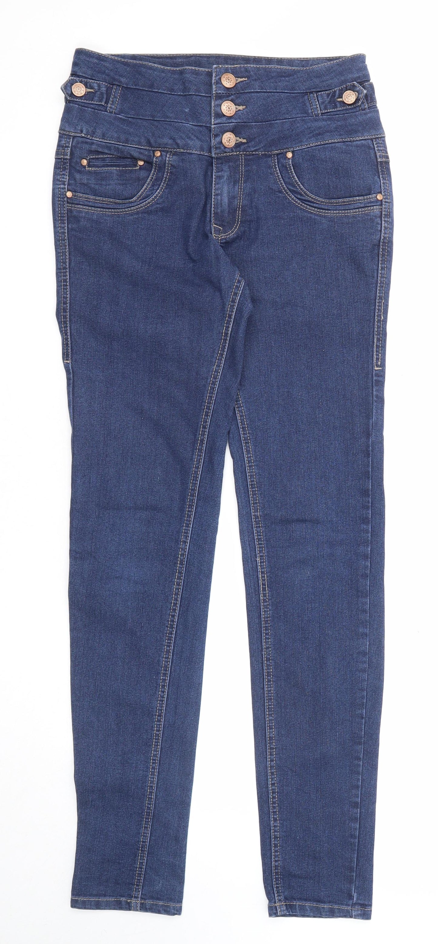 Denim & Co. Womens Blue Cotton Skinny Jeans Size 6 Regular Zip
