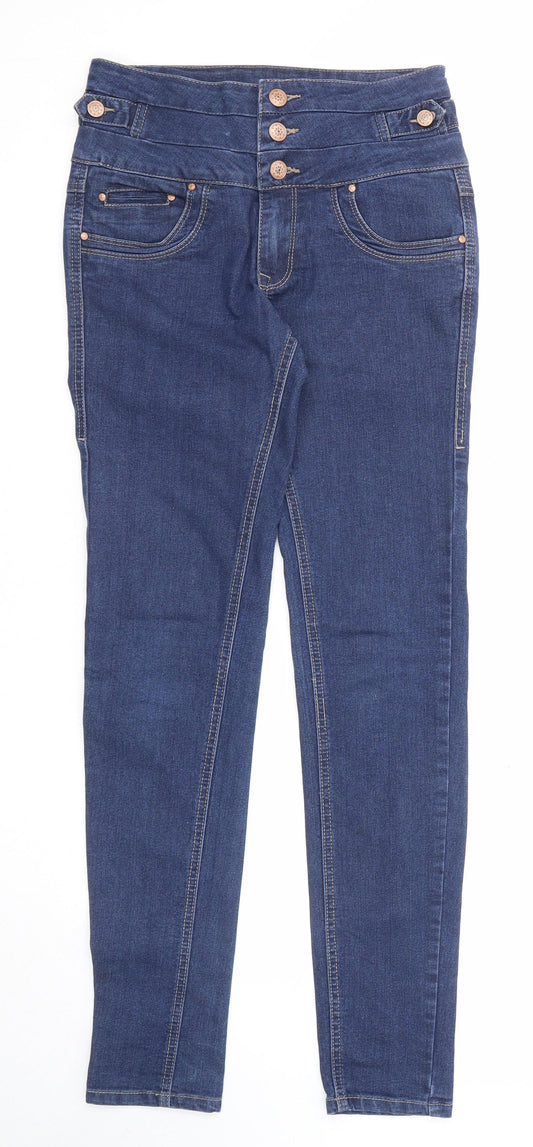 Denim & Co. Womens Blue Cotton Skinny Jeans Size 6 Regular Zip