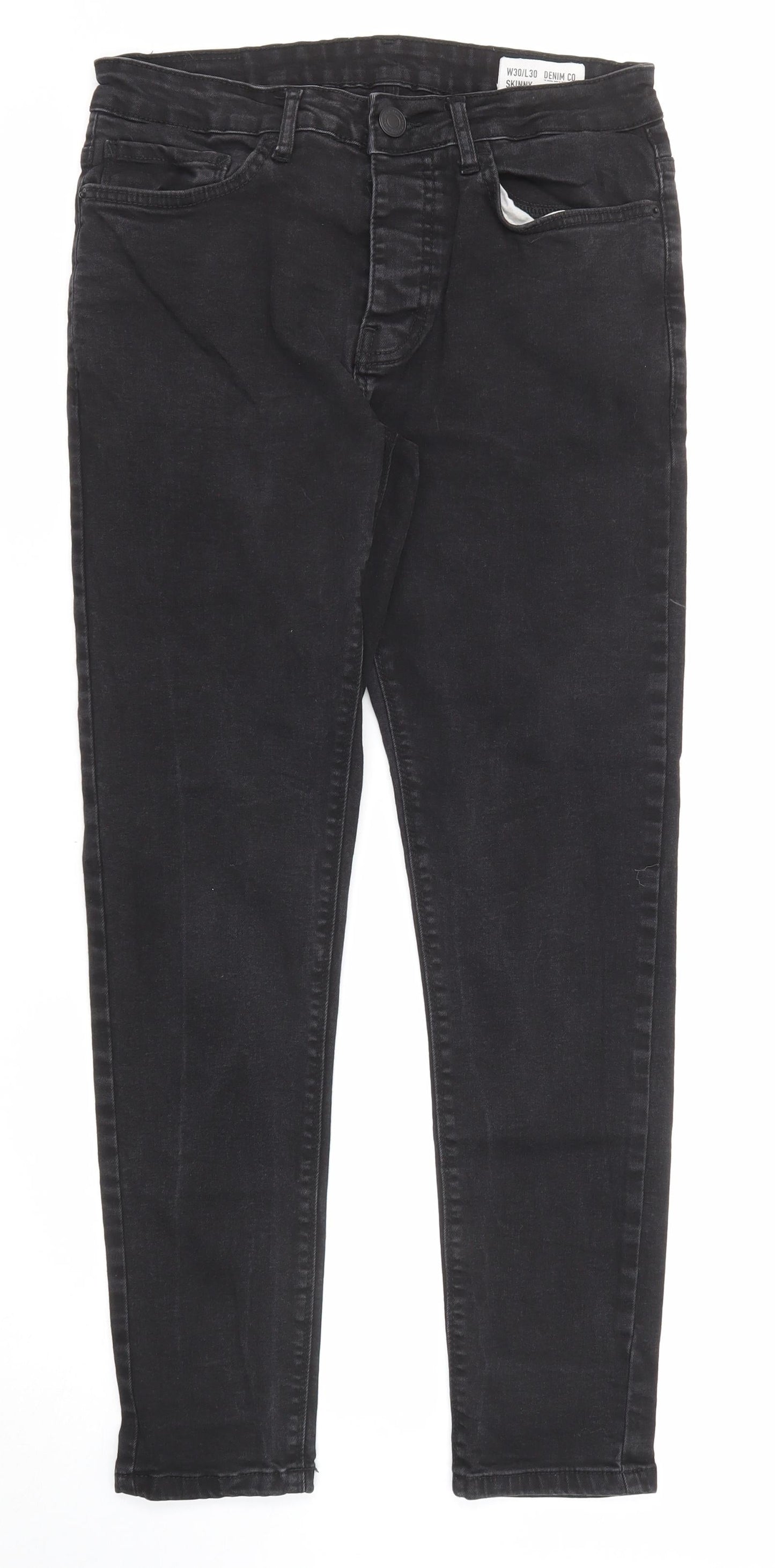 Denim & Co. Mens Black Cotton Skinny Jeans Size 30 in L30 in Regular Zip