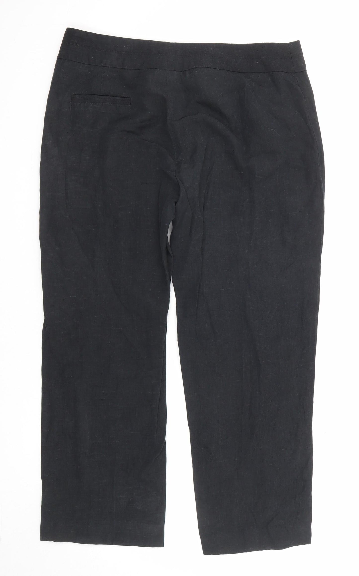 Wills Classic Womens Black Linen Trousers Size 32 in L31 in Regular Zip