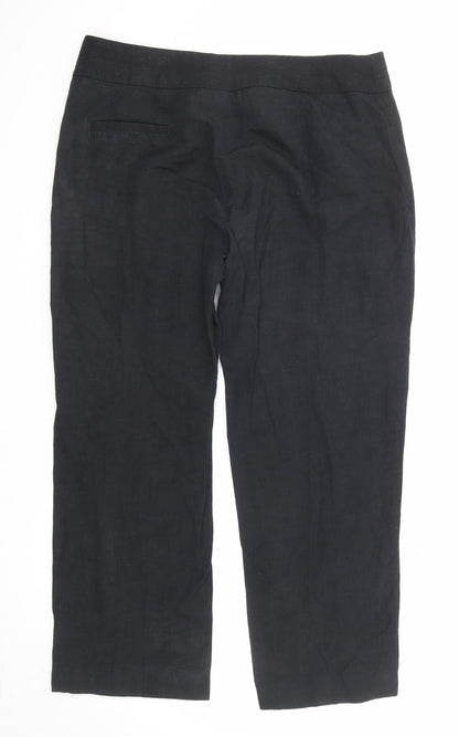 Wills Classic Womens Black Linen Trousers Size 32 in L31 in Regular Zip