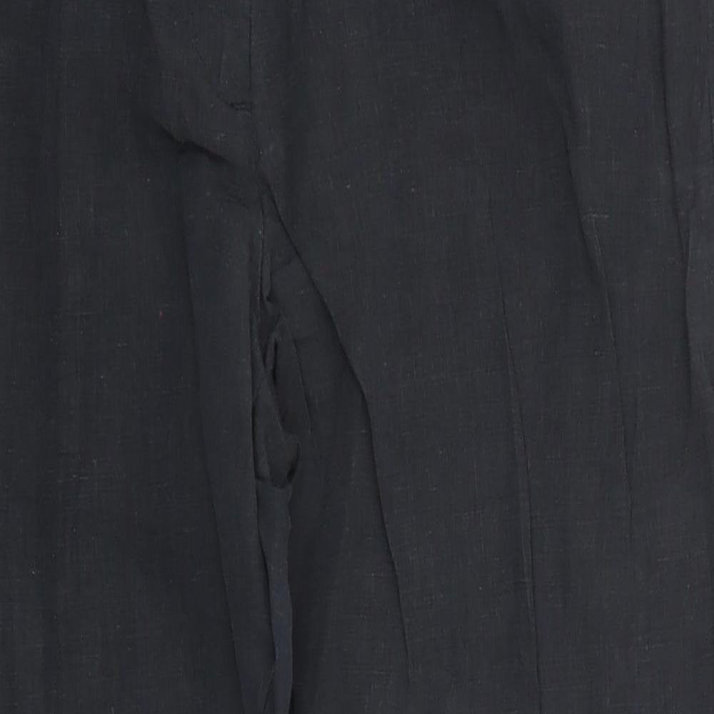 Wills Classic Womens Black Linen Trousers Size 32 in L31 in Regular Zip