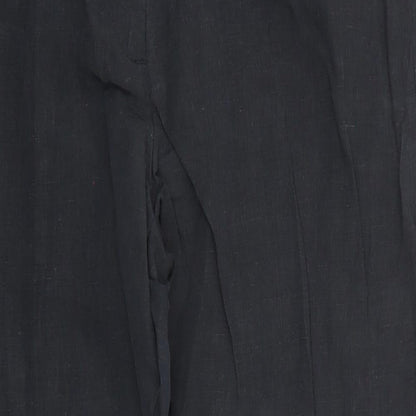 Wills Classic Womens Black Linen Trousers Size 32 in L31 in Regular Zip