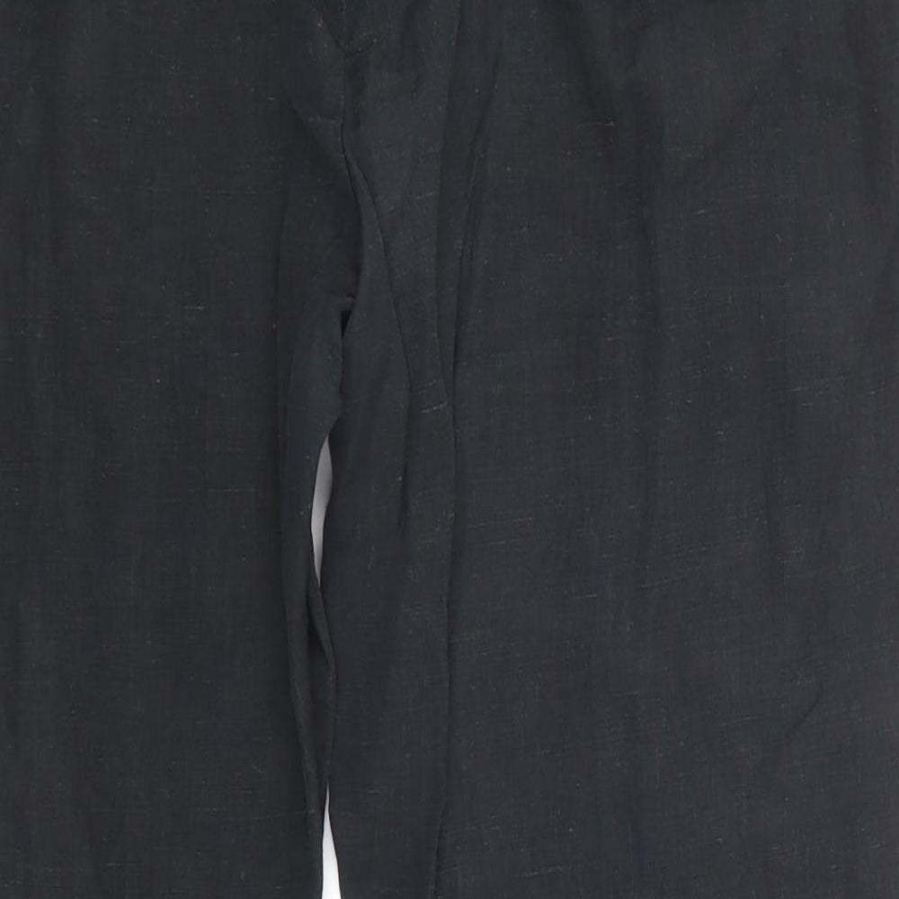 Wills Classic Womens Black Linen Trousers Size 32 in L31 in Regular Zip