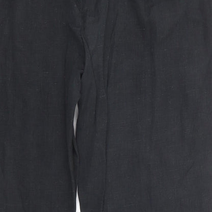 Wills Classic Womens Black Linen Trousers Size 32 in L31 in Regular Zip