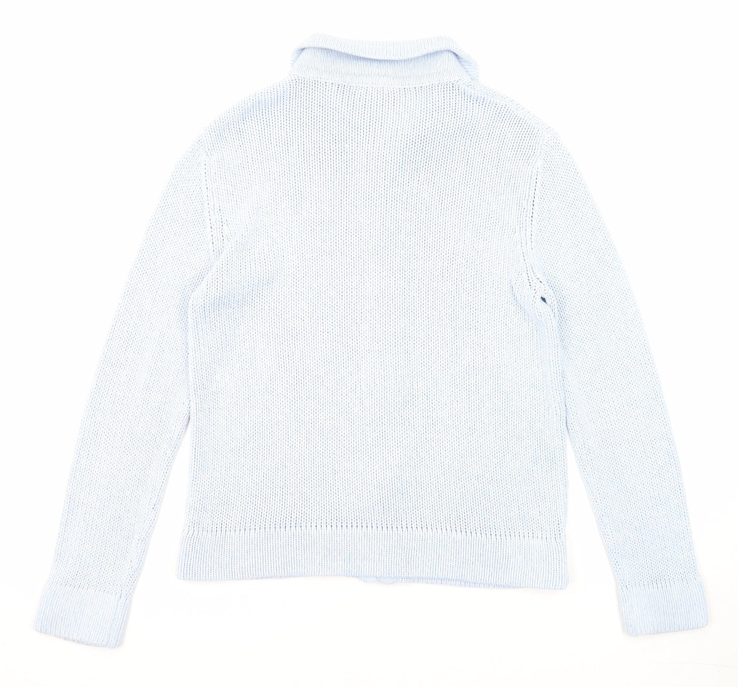 BHS Womens Blue Collared Acrylic Full Zip Jumper Size 10