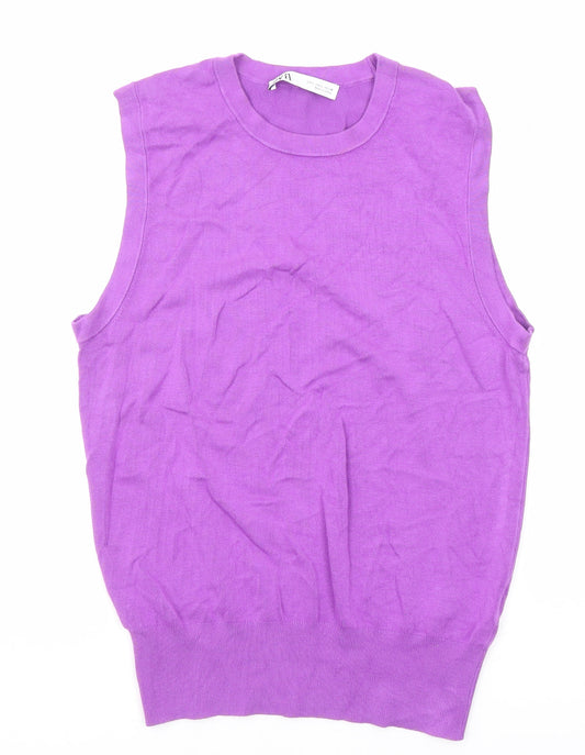 Womens UK Size L Zara Purple Vest Jumper