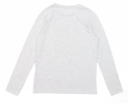 Marks and Spencer Boys Grey Cotton Pullover T-Shirt Size 12-13 Years Crew Neck Pullover - Football