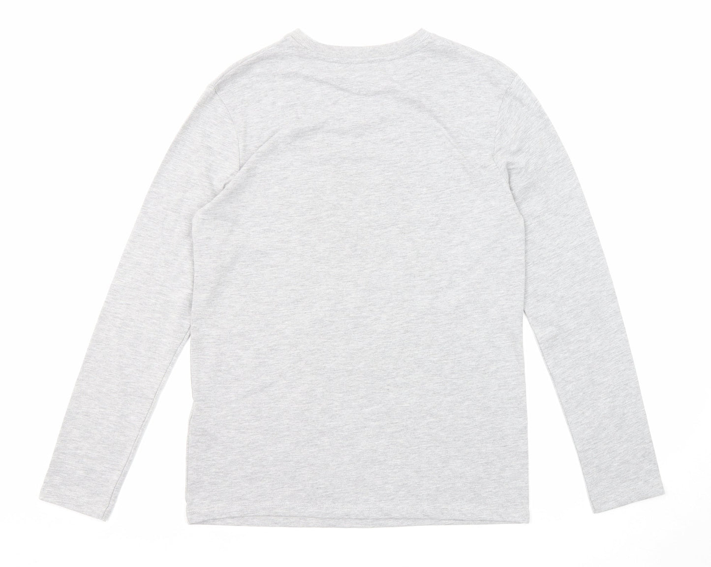 Marks and Spencer Boys Grey Cotton Pullover T-Shirt Size 12-13 Years Crew Neck Pullover - Football