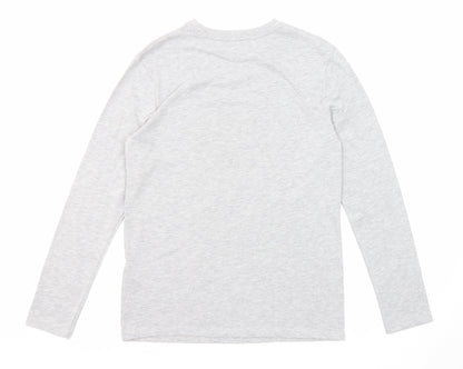 Marks and Spencer Boys Grey Cotton Pullover T-Shirt Size 12-13 Years Crew Neck Pullover - Football