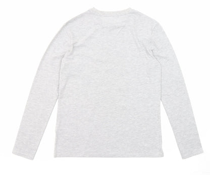 Marks and Spencer Boys Grey Cotton Pullover T-Shirt Size 12-13 Years Crew Neck Pullover - Football