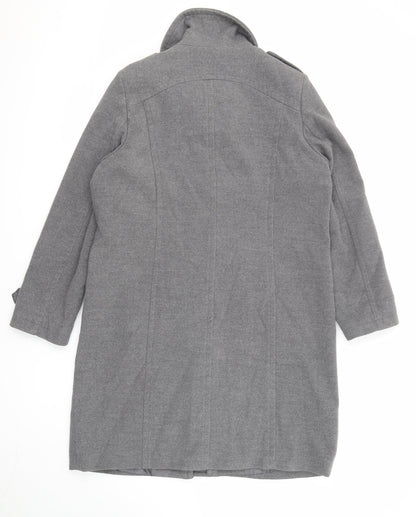 Classic Womens Grey Overcoat Coat Size 14 Zip