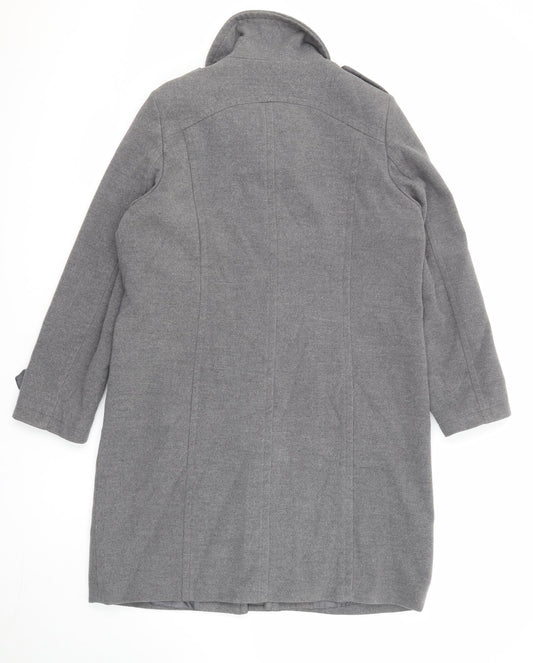 Classic Womens Grey Overcoat Coat Size 14 Zip