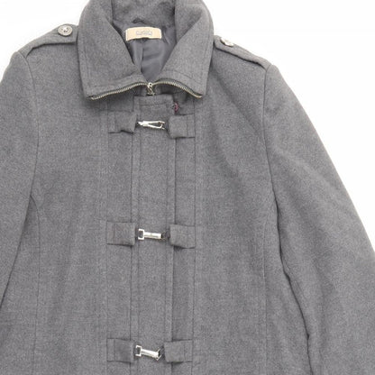 Classic Womens Grey Overcoat Coat Size 14 Zip