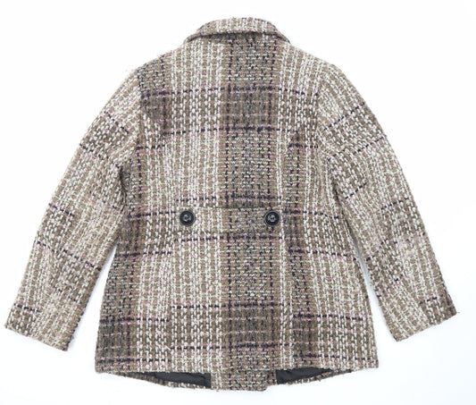 Julipa Womens Multicoloured Geometric Pea Coat Coat Size 14 Button