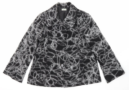 Finnkarelia Womens Black Geometric Jacket Size 16 Button
