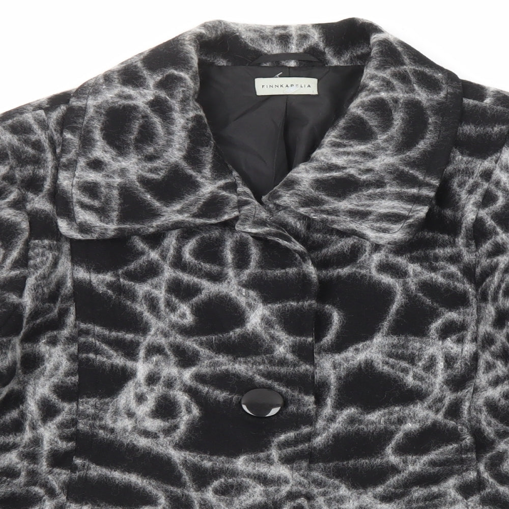 Finnkarelia Womens Black Geometric Jacket Size 16 Button