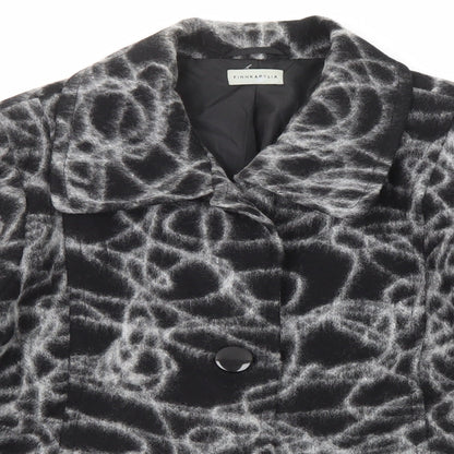 Finnkarelia Womens Black Geometric Jacket Size 16 Button