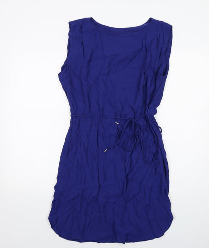 Mango Womens Blue Viscose A-Line Size L Round Neck Pullover