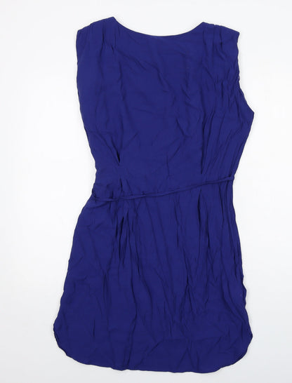 Mango Womens Blue Viscose A-Line Size L Round Neck Pullover