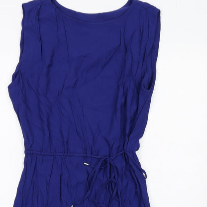 Mango Womens Blue Viscose A-Line Size L Round Neck Pullover