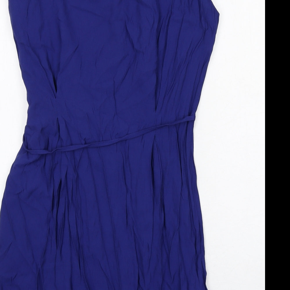 Mango Womens Blue Viscose A-Line Size L Round Neck Pullover