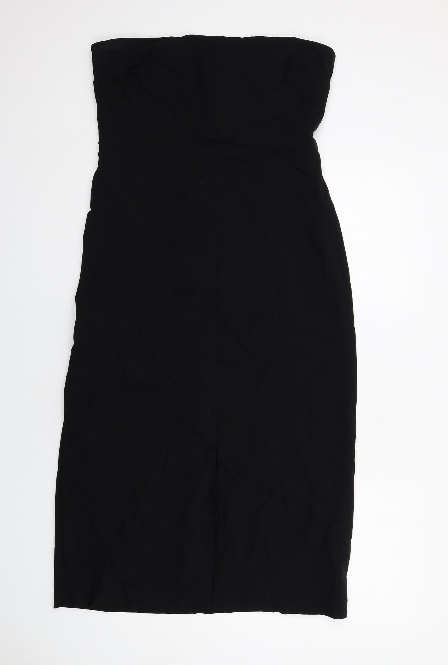 Marks and Spencer Womens Black Viscose A-Line Size 16 Off the Shoulder Zip