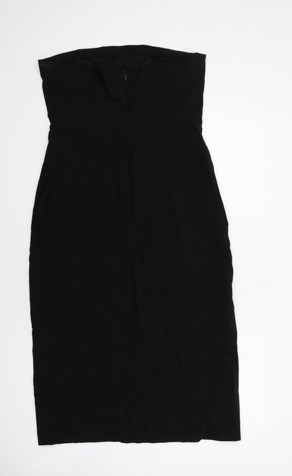 Marks and Spencer Womens Black Viscose A-Line Size 16 Off the Shoulder Zip