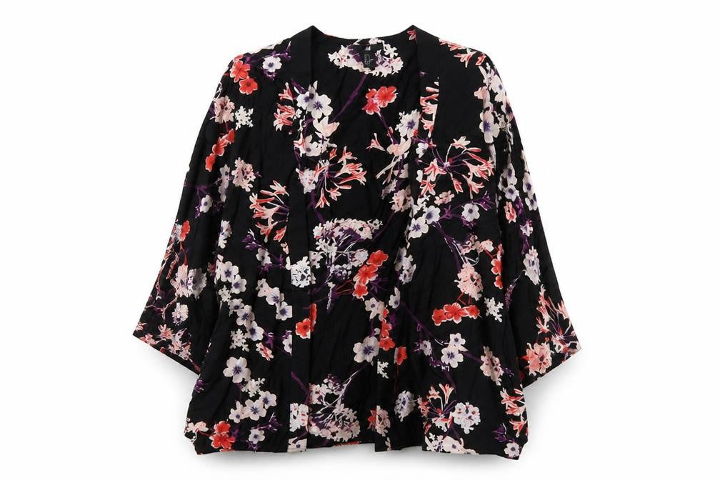 Womens UK Size XS H&M Black Kimono Blouse