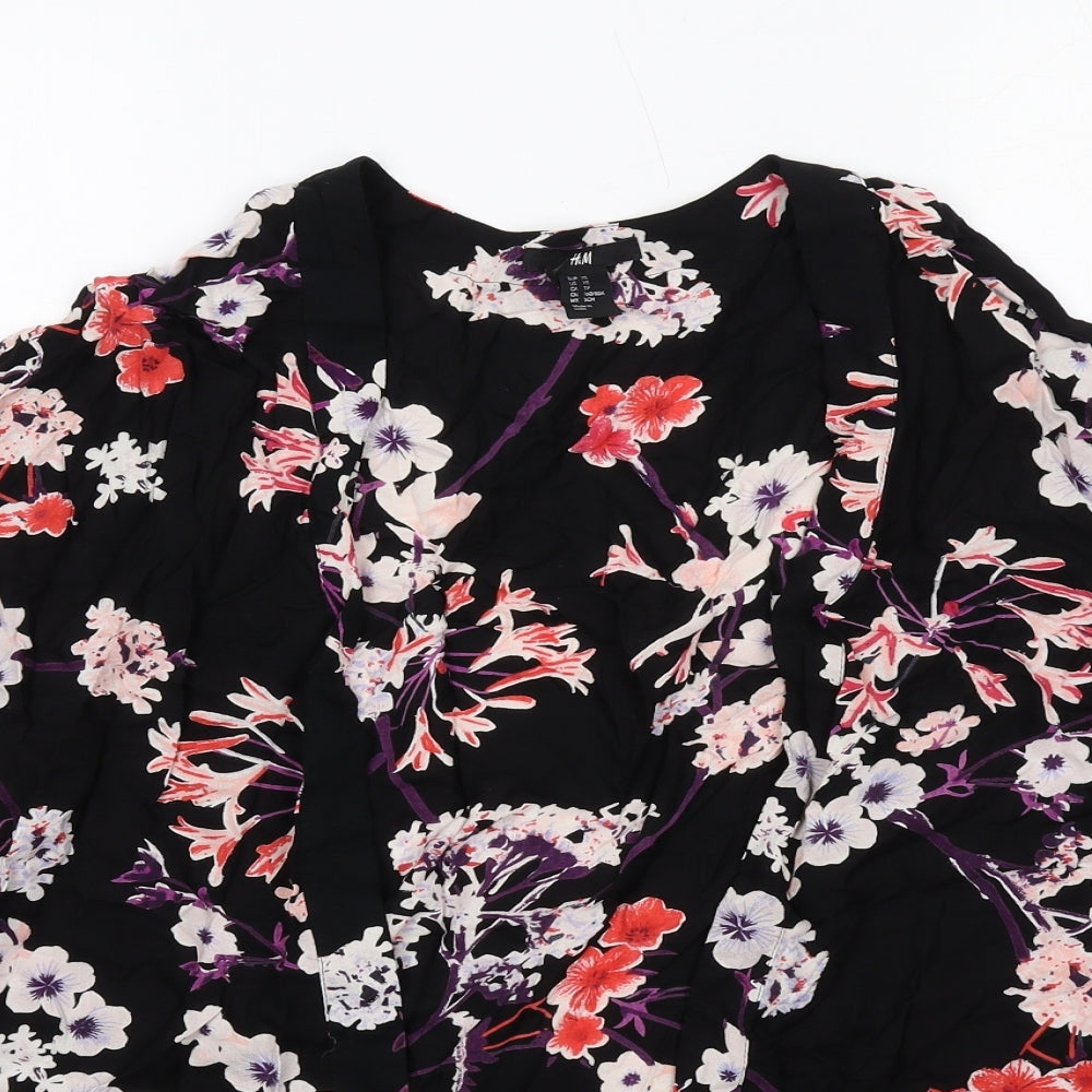 Womens UK Size XS H&M Black Kimono Blouse