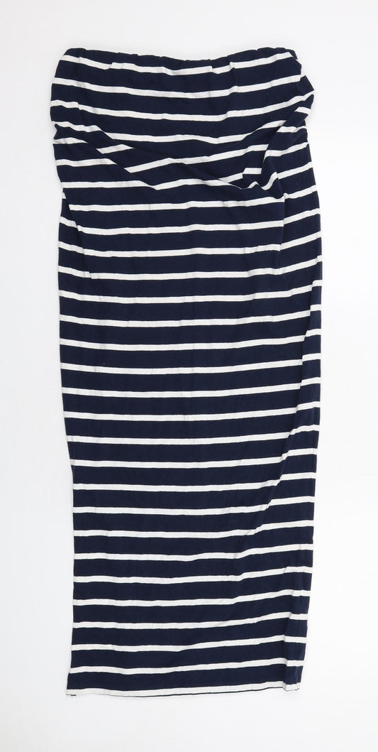 New Look Womens Blue Striped Cotton A-Line Size 12 Off the Shoulder Pullover