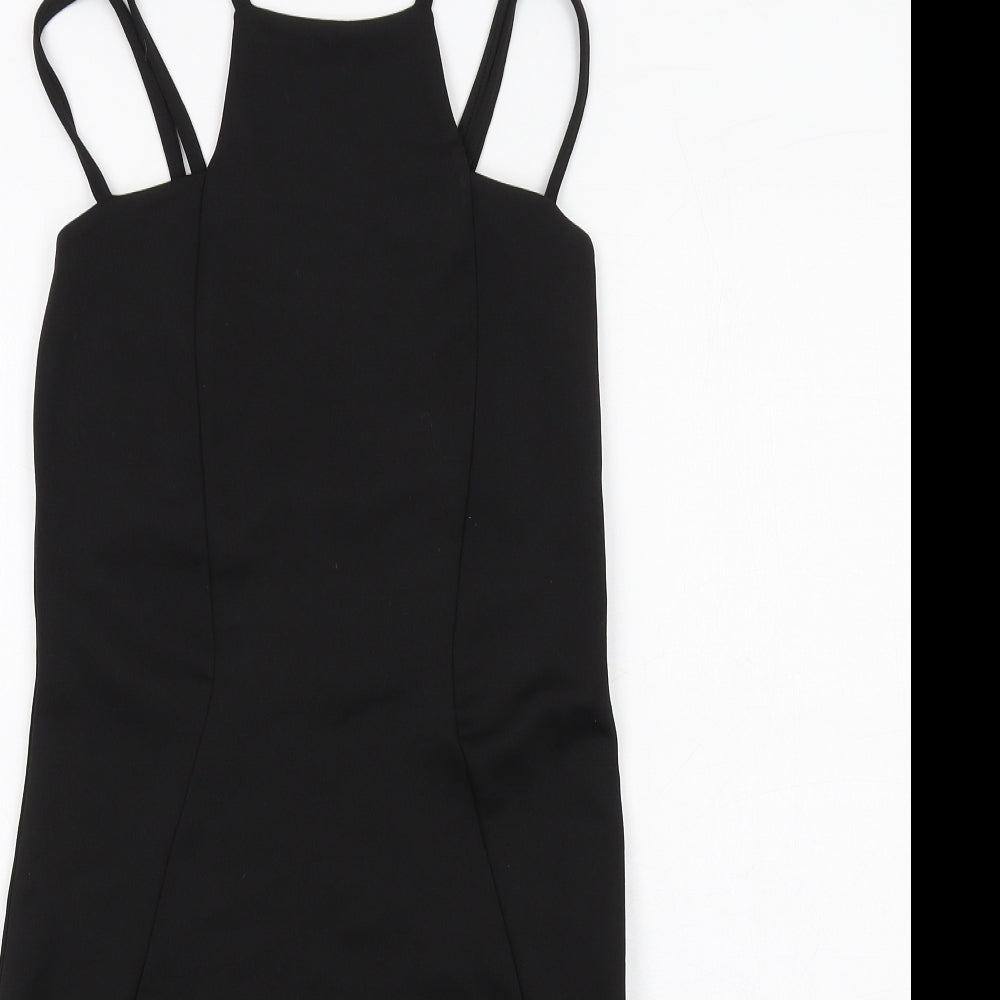 Boohoo Womens Black Polyester Bodycon Size 10 Round Neck Pullover