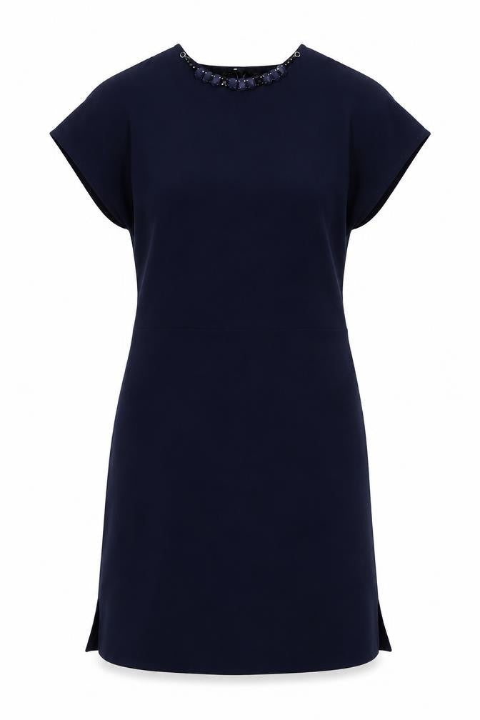 Zara Womens Blue Polyester A-Line Size XS Round Neck Button