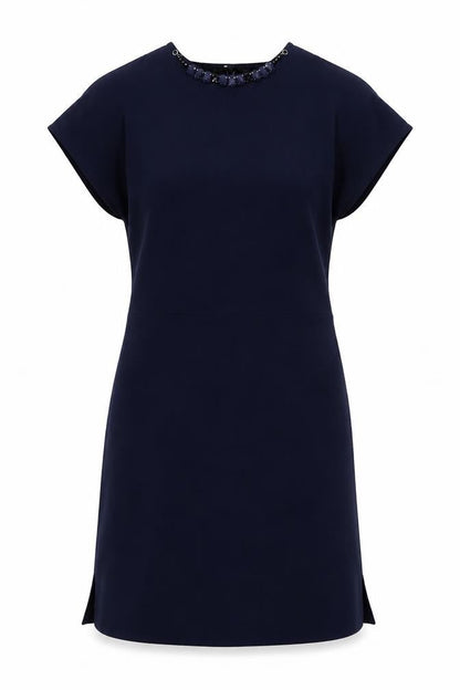 Zara Womens Blue Polyester A-Line Size XS Round Neck Button