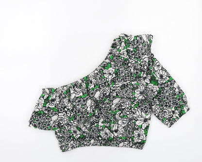 Womens UK Size 16 Topshop Green Cropped Blouse