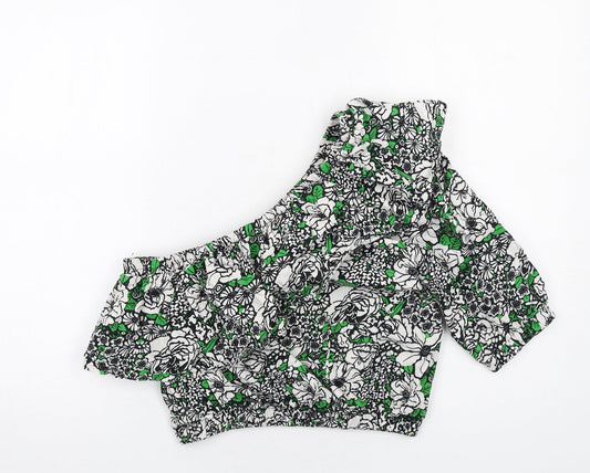Womens UK Size 16 Topshop Green Cropped Blouse